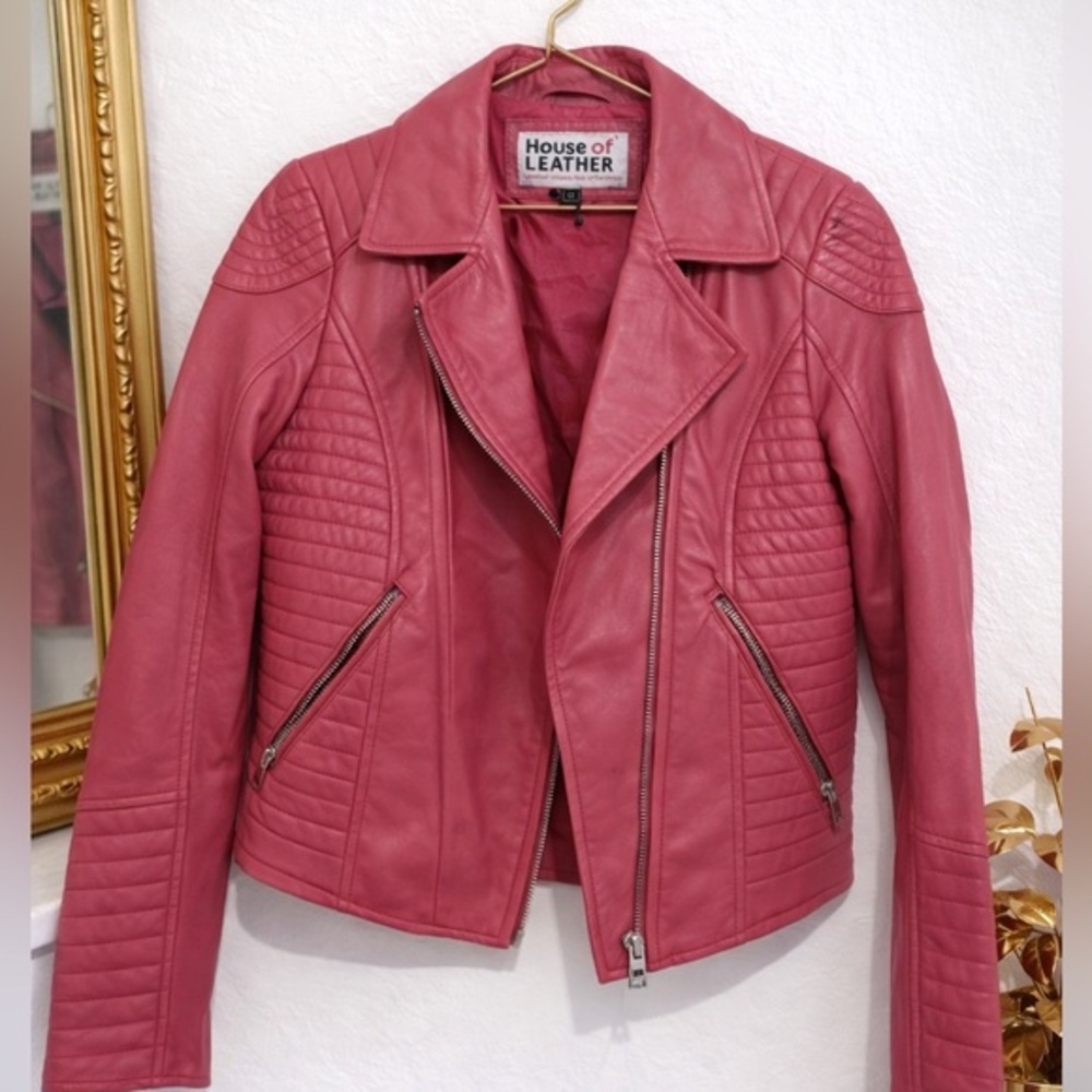 Women's LEATHER Barbie pink  Jacket